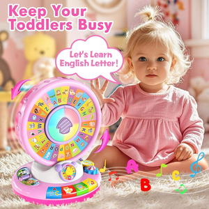 Jouet interactif pour bébé KS Montessori, grande roue, jouet éducatif préscolaire, <span class=keywords><strong>zoo</strong></span>, alphabet, jouet rotatif, apprentissage, étude, jouet lumineux - Product Image 4