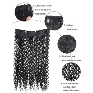 Perruques de cheveux Remy pour femmes européennes américaines <span class=keywords><strong>Clip</strong></span>-in Ceinture réglable Fluffy Roll Clips Ligne de pêche Naturel - Product Image 2