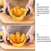 Hete verkoop keuken gadgets roestvrijstalen appel mango ontpitter fruitsnijder splitter cutter met plastic handvat