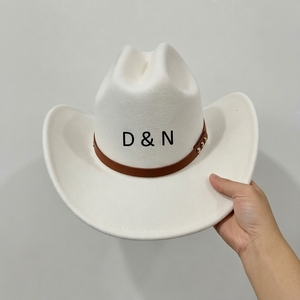Cappelli da Cowboy Personalizzati con Logo per Uomo e Donna, in Feltro di Poliestere di Alta Qualità, Stile Retrò per Feste e Attività all'Aperto - Product Image 4