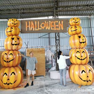 Escultura de Calabaza de Resina para Halloween, Figura Decorativa Grande para Exteriores, Montaje en Suelo, Duradera, Paquete de Varias Piezas - Product Image 1