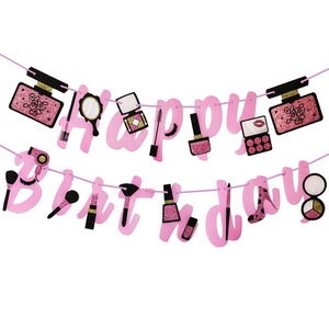 Pintalabios <span class=keywords><strong>de</strong></span> <span class=keywords><strong>maquillaje</strong></span>, banderines para fiesta <span class=keywords><strong>de</strong></span> feliz cumpleaños, decoración <span class=keywords><strong>de</strong></span> guirnaldas con bandera colgante DIY - Product Image 5