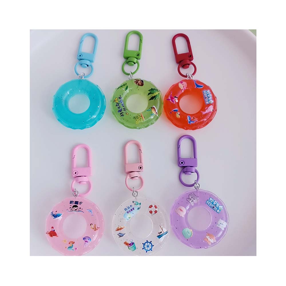 10PCS Cute Mini Resin Swim Ring Keychain Ocean Resin Donut Pendant
