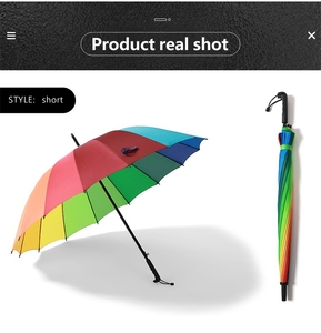 Custom Grote Moderne 8K Glasvezel Golfparaplu Minimalistische Rechte Rechte Regenboog Logo Afdrukken Pongee Promotionele Custom