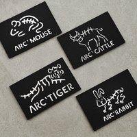 Parche reflectante negro Animal del zodiaco chino 12 patrón de calavera de Animal mítico nombre chino del parche cosido bolsa sombrero camisa etiquetas