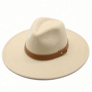 Wholesale Unisex New Trend Ladies Jazz Panama Hat 9.5cm Wide Brim Wool Fedora Hats With Belt Bond - Product Image 2