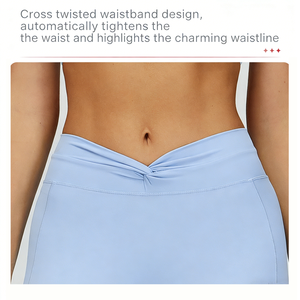 Short de yoga sculptant GZL137 à taille torsadée pour un fessier galbé et une taille définie, avec effet push-up et coutures 3D – Legging de sport - Product Image 5