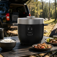 Cuisinière à riz électrique portable 12V/24V 2L, avec minuterie numérique et fonction maintien au chaud, pour voiture, camion, camping-car, extérieur, camping