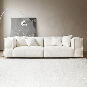 यूरोपीय nordic सफेद टेडी बुकल टफ्टेड कपड़े सेशनल सोफे घर के रहने वाले कमरे होटल हॉल अपार्टमेंट विला रेस्तरां के लिए - Product Image 2