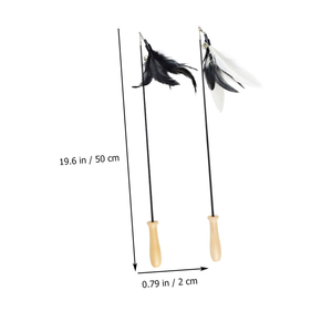 Jouet pour chat à livraison rapide : bâton à ressort avec manche en bois, plume et clochette, tête de remplacement amovible, durable, pour gratter et stimuler votre chat. - Product Image 2
