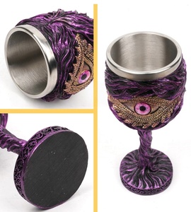 Chope Médiévale Œil de Dragon 304 Acier Inoxydable Résine <span class=keywords><strong>Gobelet</strong></span> Fait Main Calice Fantaisie pour Bar Fête Vin Bière - Product Image 4
