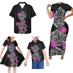 Conjunto <span class=keywords><strong>de</strong></span> ropa familiar <span class=keywords><strong>de</strong></span> diseño <span class=keywords><strong>de</strong></span> Fiji samoano rojo, 4 Uds., vestido <span class=keywords><strong>de</strong></span> verano para mujer, conjuntos <span class=keywords><strong>de</strong></span> ropa para niña y niño, tela a juego familiar - Product Image 5