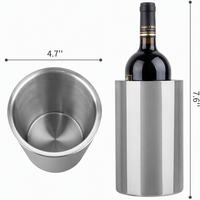 Seau à champagne isotherme à double paroi en acier inoxydable couleur personnalisée 1,2 litre, refroidisseur de bouteilles de vin couleur argent