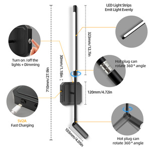 Applique murale LED sans fil détachable de 28 pouces avec batterie longue durée 10000 mAh et 350 lumens °   <span class=keywords><strong>Tête</strong></span> de lecture rotative 2026 - Product Image 5
