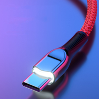 1.2m Type-C 5A Super Charge Rapide Tressé En Alliage De Zinc LED Lumière Avant USB à C Câble De Données pour iPhone V8 Chargeurs