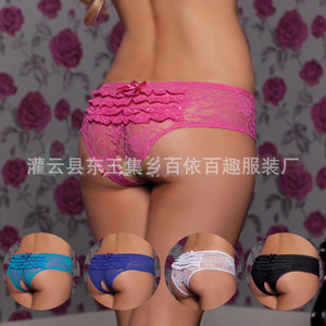 Sous-vêtements en dentelle pour femmes grandes tailles, culotte noire en spandex tissé pour usage intime - Product Image 2