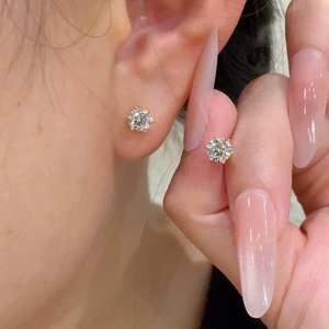 IGI Certified HPHT CVD Lab Grown Diamond 1-3 Carat 9K-18K Solid Gold Round Brilliant Cut Color D Trendy 6 Prong <b>Stud</b> Earrings - Product Image 4