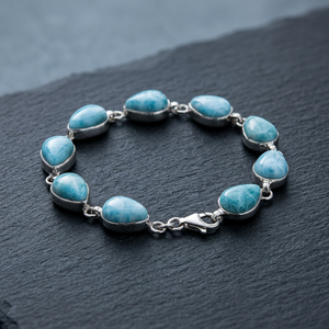Pulsera Unisex Hecha a Mano con Larimar y Plata de Ley 925, Ideal para Regalos de Boda y Fiestas - Product Image 3