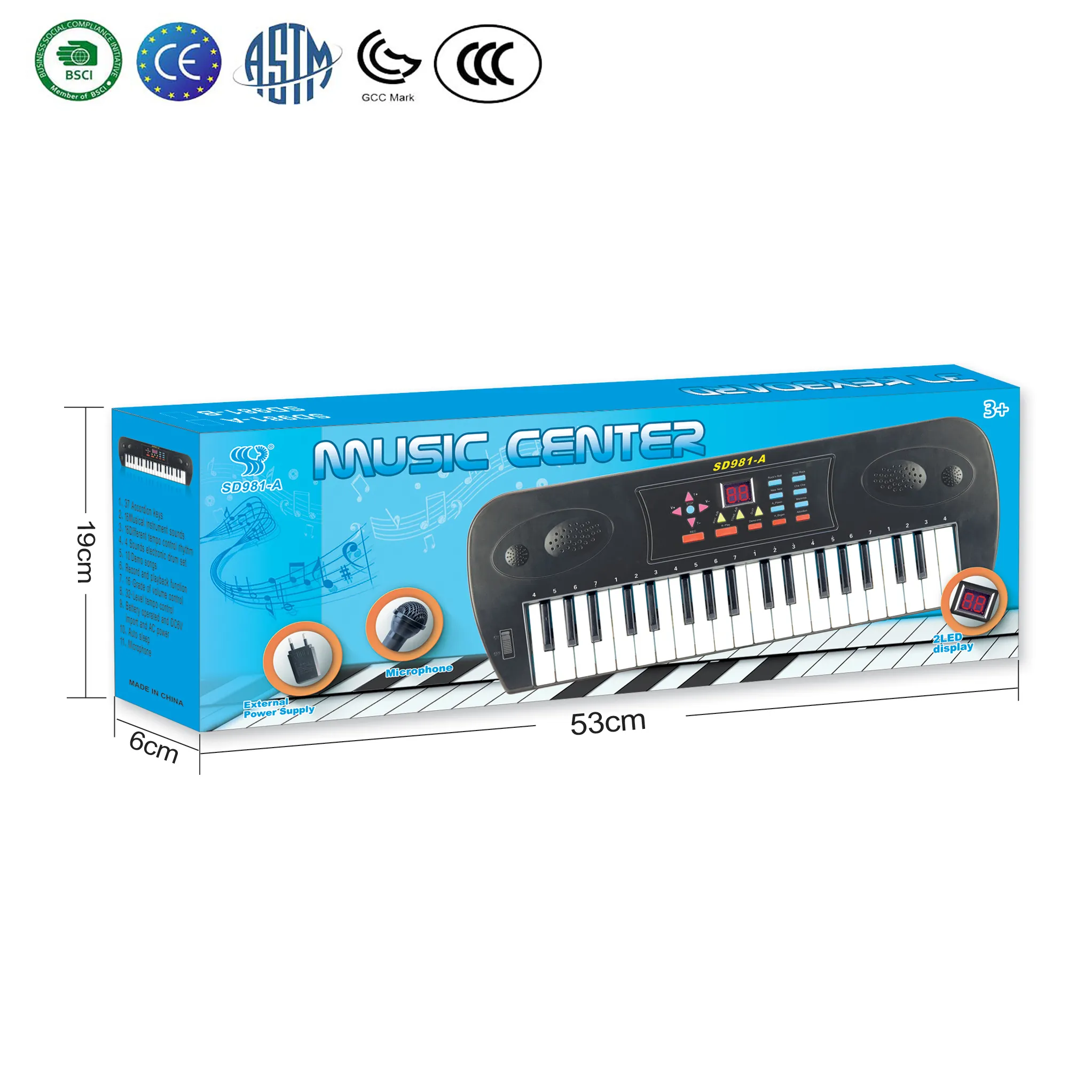 Synth-piano digital con micrófono para niños, Juguete musical con 37 teclas, 2021 popular, 670