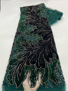 NI.AI <strong>Velvet</strong> Feel Sequin Beaded Net <strong>Lace</strong> Fabric Asoebi Embroidery Fabric <strong>Lace</strong> for Party Dress - Product Image 3