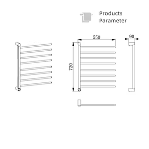 Moderno y Lujoso Calentador de Toallas de Acero Inoxidable Montado en la Pared con Doble Barra y 4 Barras de Calentamiento para Baño, Hotel o Apartamento - Product Image 6