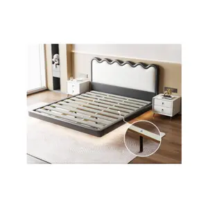 Lit flottant design moderne Lit Queen Simple King Size Plate-forme basse Meubles de chambre à coucher Lits en bois