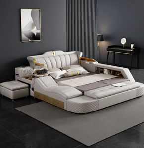 Luxuriöses Leder Smart Bett, Multifunktionales Bett für Schlafzimmermöbel, Hotel Kingsize-Bett mit Stauraum - Product Image 3