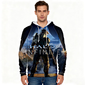 Logo personalizzato felpa con cappuccio stampata in 3D Pullover Oversize da uomo in poliestere lavata felpa a sublimazione Streetwear maschile - Product Image 1