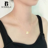 ICEBELA joyería fina 18K chapado en oro Plata 925 plata esterlina Lucky Four Leafs Clover colgante collares para mujeres