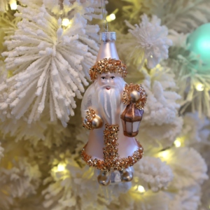 Boule de Noël en verre soufflé à la main, personnalisée, directement de l'usine, mini Père Noël en verre, ornements de Noël, ornement à suspendre à l'arbre de Noël - Product Image 4