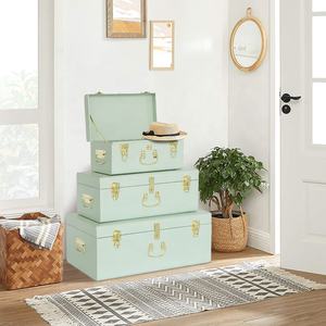 特注セット3個グリーンメタル収納トランク化粧品収納トランク装飾家庭用金属トランク工場 - Product Image 6