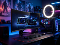 Moniteur de jeu incurvé LCD 4K 44,5 pouces 5 ms 240 Hz avec écran PC anti-lumière bleue et support réglable en hauteur et rotatif