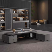 Bureau de direction luxueux et moderne, minimaliste, en forme de L, avec éclairage LED, modulaire, pour PDG, mobilier de bureau sain
