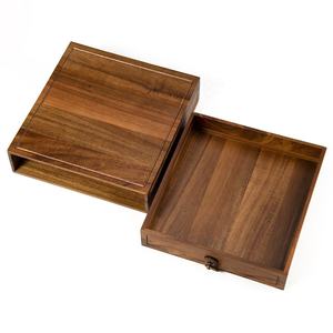 Desktop Drawer <b>Storage</b> <b>Box</b> Walnut Wood Rectangle Office Organizer With Lid For Cosmetics Jewelry <b>Documents</b> - Product Image 4