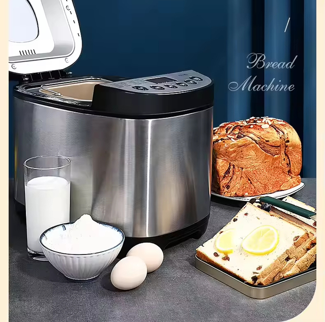 Customizable Touch Screen Electric Stainless Steel Bread Maker 2 lb Capacity Timer Function 700W Compact Design Household Use