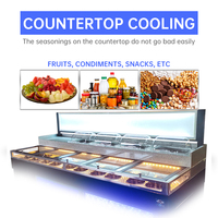 2.0 mètres Commercial Multi-fonctionnel Hot Pot Assaisonnement Réfrigérateur Buffet Refroidissement Par Air Mécanique Trempage Sauce Buffet Table