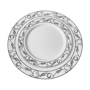 Ensemble d'assiettes en <span class=keywords><strong>plastique</strong></span>, 50 pièces, chargeur élégant, jetable, couleur argent, pour le mariage, assiettes à dîner jetables - Product Image 3