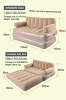 Canapé-Lit Gonflable Floqué 2 Personnes en PVC, Pliable, Double Canapé-Lit Gonflable pour Chambre, Extérieur et Camping