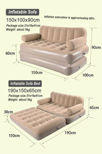 Canapé-<span class=keywords><strong>Lit</strong></span> Gonflable Flocqué <span class=keywords><strong>2</strong></span> Personnes en PVC, Canapé Gonflable Double Pliable pour Chambre et Camping en Plein Air - Product Image 3