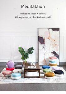 Coussin <span class=keywords><strong>de</strong></span> tatami rond pour méditation, en coquille <span class=keywords><strong>de</strong></span> <span class=keywords><strong>sarrasin</strong></span>, baie japonaise, amovible et lavable, pour futon, zafu - Product Image 5