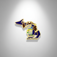 GREPAS GIFTS Épinglette de revers plaquée or en forme de drapeau de l'État du Michigan, 1,25 pouce
