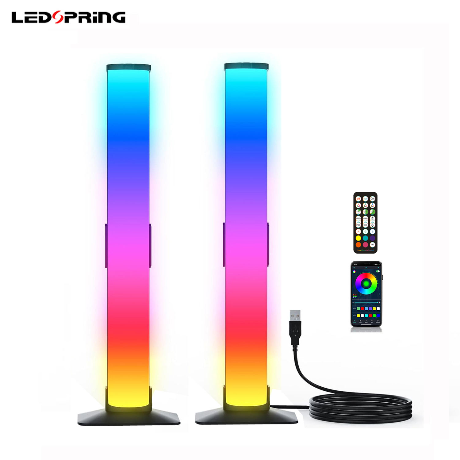 RGBIC Home Decoration Lamp TV PC Desktop Backlight USB/WiFi Music Sync Rhythm Light Colorful LED Desk Atmosphere Light White