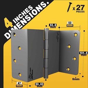 4 inch màu đen bù đắp cửa bản lề, mở rộng cửa bản lề bù đắp bản lề pivot cửa phần cứng Swing hige, cửa bản lề - Product Image 2