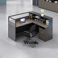 Modern Minimalist Large Office Cubicle Partition Workstation with Glass Partition Shelf Composable Employee Workstations