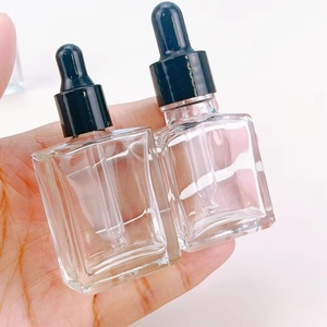 Transparent Glass 15ml Square <b>Dropper</b> <b>Bottle</b> with Black <b>Dropper</b> Cap Luxury Cosmetic Packaging Silk Screen Printed - Product Image 2
