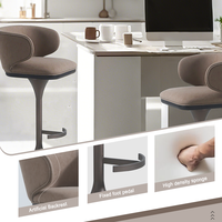 Tabouret de bar en cuir de luxe léger comptoir de bar en acier chaise de bureau dossier confortable pour chambre à coucher table d'île de bar à la maison