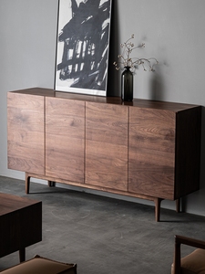 Mueble de TV de Madera Maciza de Nogal Negro Personalizable, Mesa Minimalista para Ahorrar Espacio en la Sala de Estar, con 5+ Cajones y Compartimentos - Product Image 3