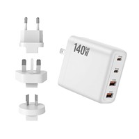Adaptateur de chargeur USB multi-ports 140W 2A2C de haute qualité avec technologie GaN pour ordinateur portable, charge rapide, design pliable
