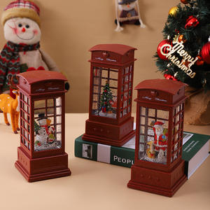 Lanterne d'eau pour cabine téléphonique Père <span class=keywords><strong>Noël</strong></span> moyen Ornement en résine Décoration <span class=keywords><strong>de</strong></span> <span class=keywords><strong>Noël</strong></span> Vent Boîte à musique Batterie Cadeau <span class=keywords><strong>de</strong></span> <span class=keywords><strong>Noël</strong></span> <span class=keywords><strong>Neige</strong></span> - Product Image 3
