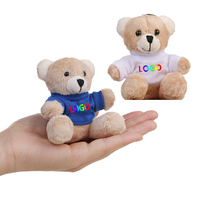Vente en gros de mini-ours en peluche personnalisés avec logo de marque, t-shirts promotionnels, animaux en peluche doux, porte-clés en peluche